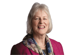 A woman wearing a pink jacket and a scarf. Description generated by AI
