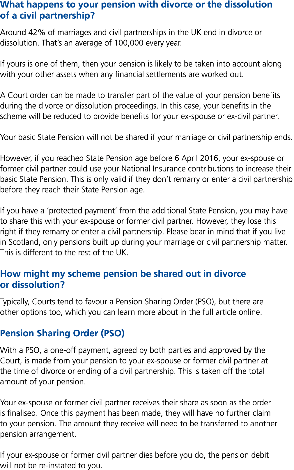 What happens to your pension with divorce or the dissolution of a civil partnership? Around 42% of marriages and civi...