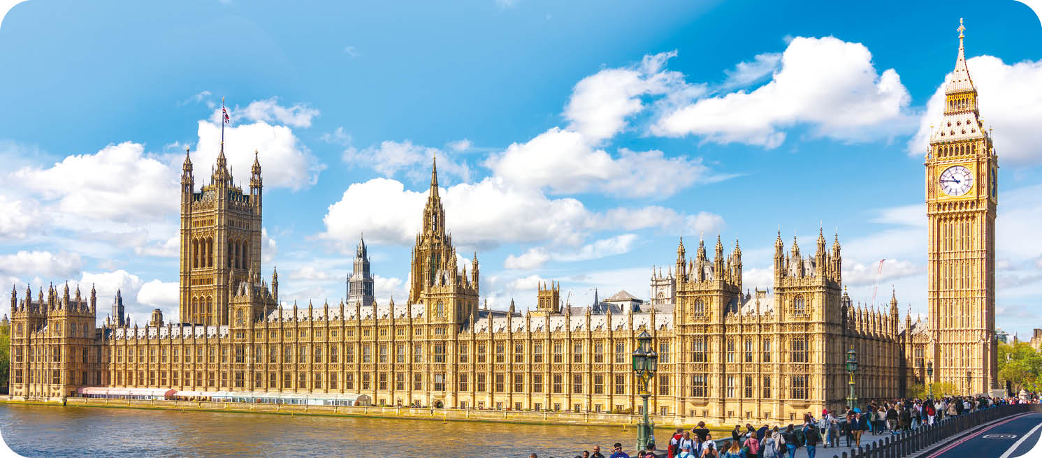 Big Ben with Houses of Parliament from Westminster bridge, London, UK