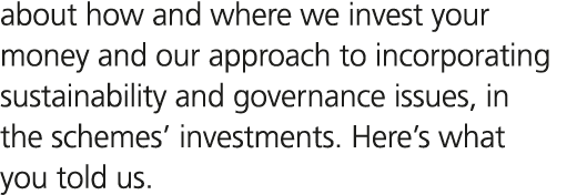 about how and where we invest your money and our approach to incorporating sustainability and governance issues, in t...