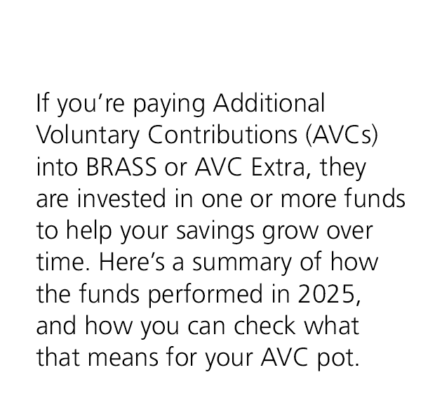 If you’re paying Additional Voluntary Contributions (AVCs) into BRASS or AVC Extra, they are invested in one or more ...