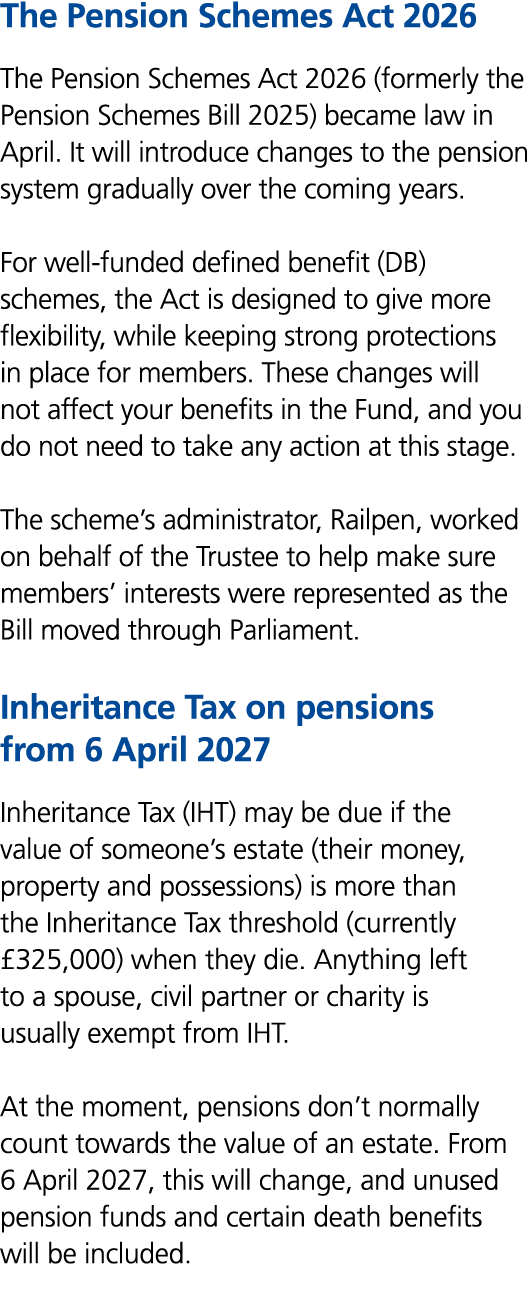 The Pension Schemes Act 2026 The Pension Schemes Act 2026 (formerly the Pension Schemes Bill 2025) became law in Apri...
