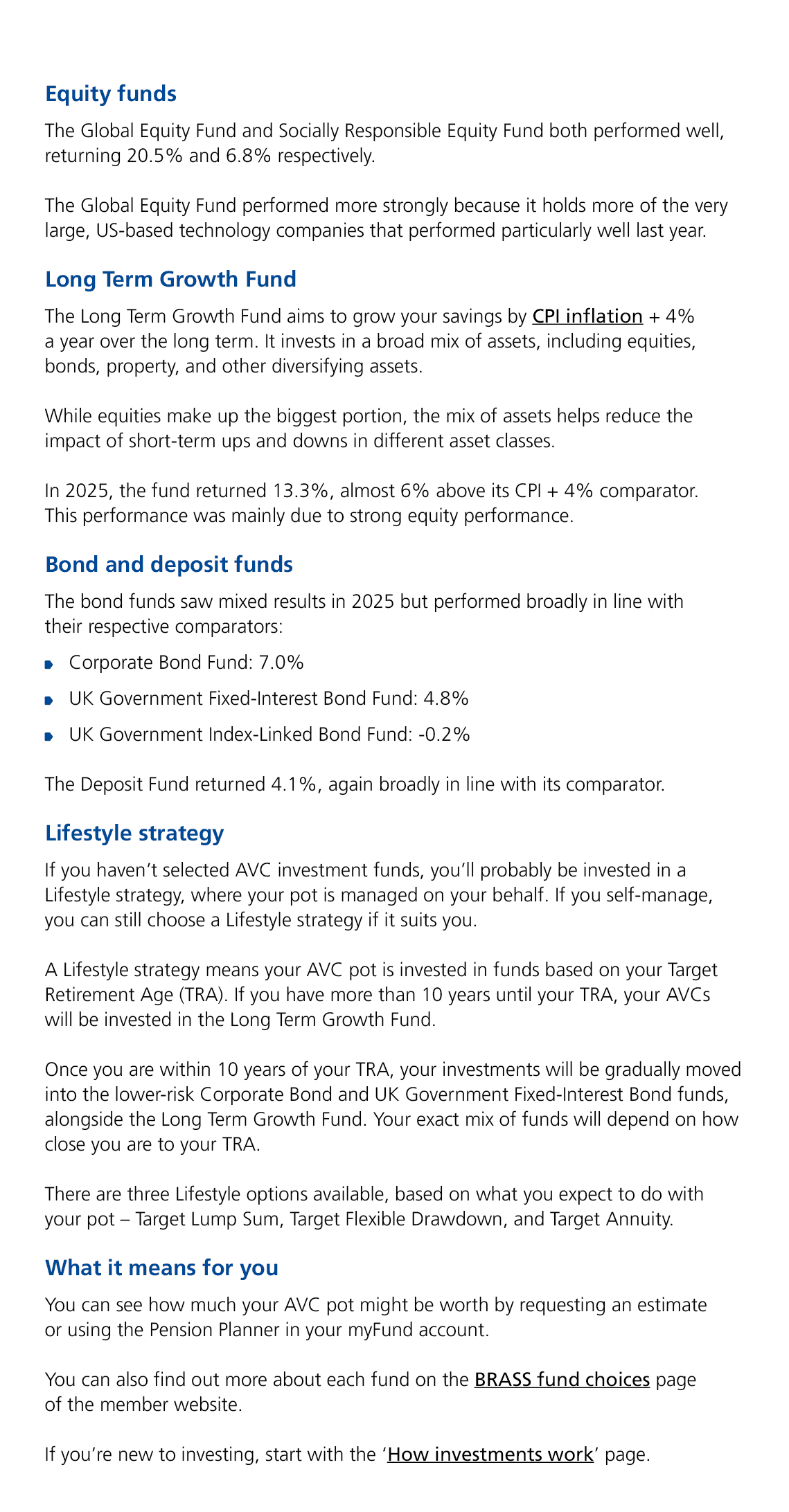 Equity funds The Global Equity Fund and Socially Responsible Equity Fund both performed well, returning 20.5% and 6.8...