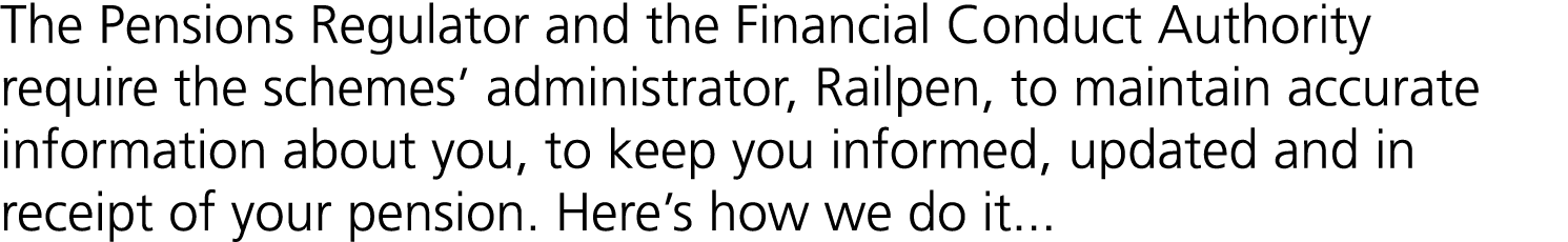 The Pensions Regulator and the Financial Conduct Authority require the schemes’ administrator, Railpen, to maintain a...