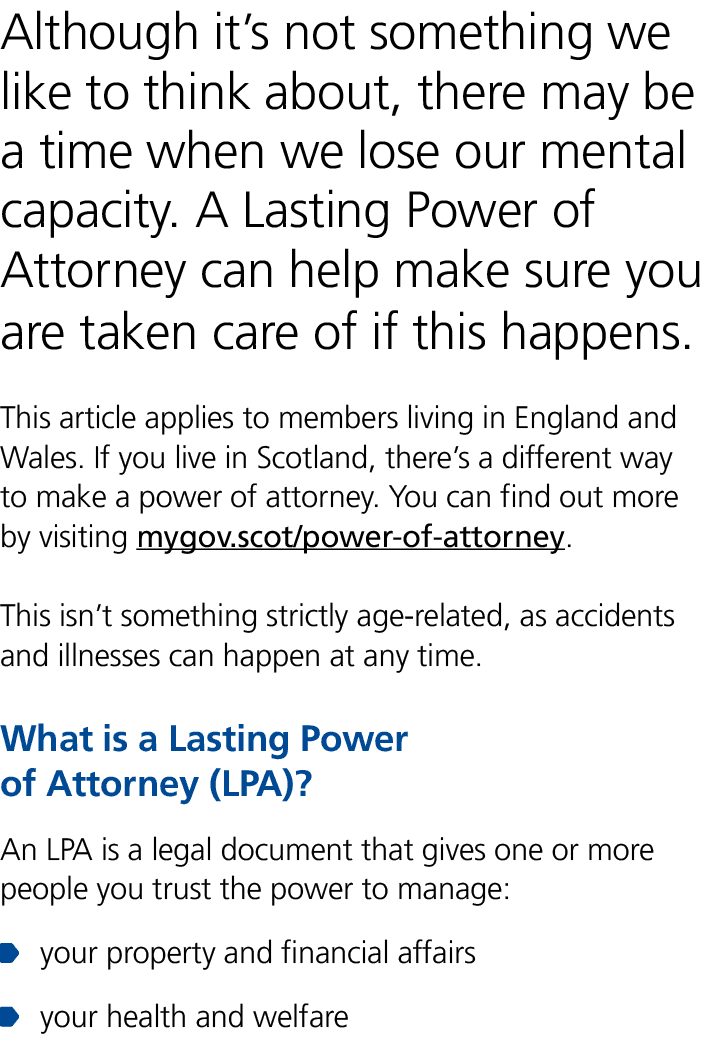 Although it’s not something we like to think about, there may be a time when we lose our mental capacity. A Lasting P...