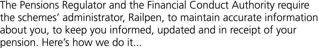The Pensions Regulator and the Financial Conduct Authority require the schemes’ administrator, Railpen, to maintain a...