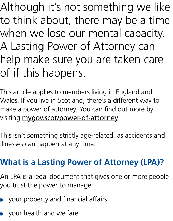 Although it’s not something we like to think about, there may be a time when we lose our mental capacity. A Lasting P...