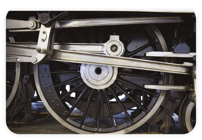 A train wheel with a metal hub and spokes. AI generated content