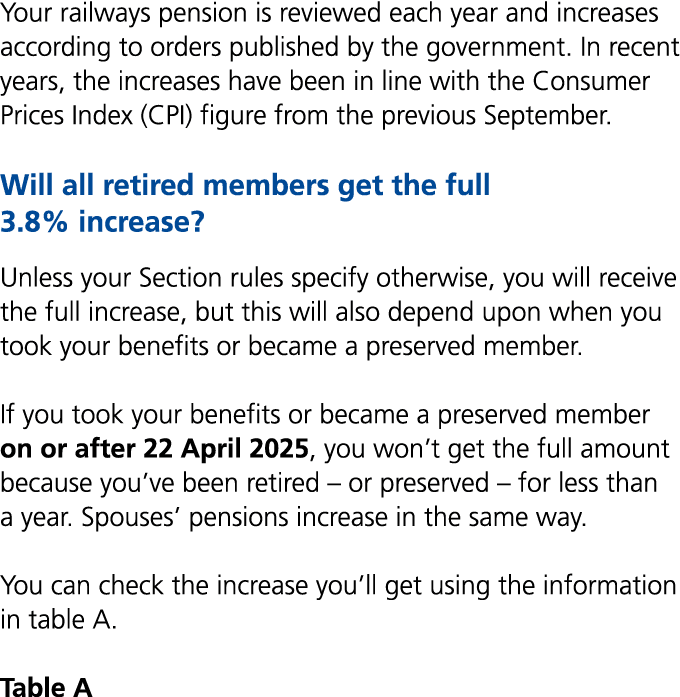 Your railways pension is reviewed each year and increases according to orders published by the government. In recent ...