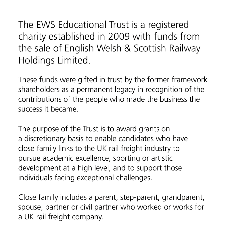 The EWS Educational Trust is a registered charity established in 2009 with funds from the sale of English Welsh & Sco...