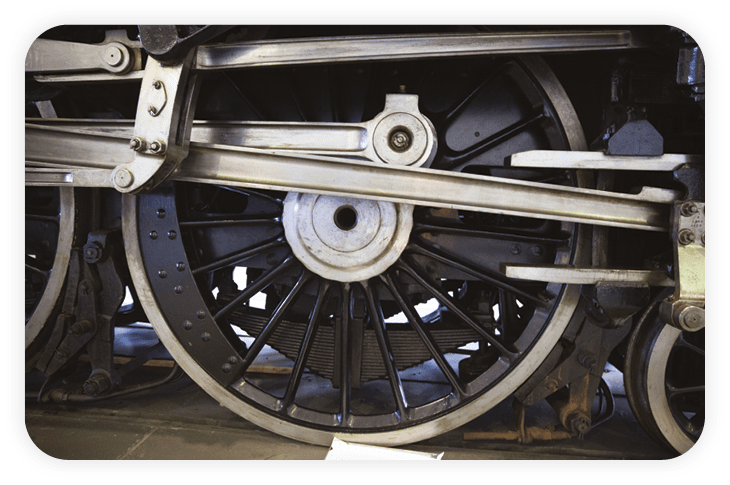 A train wheel with a metal hub and spokes. AI generated content