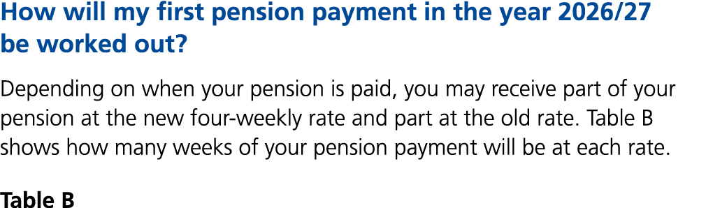 How will my first pension payment in the year 2026/27 be worked out? Depending on when your pension is paid, you may ...