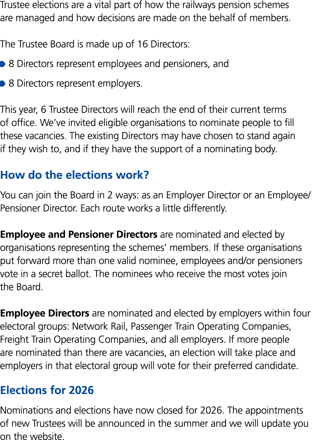 Trustee elections are a vital part of how the railways pension schemes are managed and how decisions are made on the ...