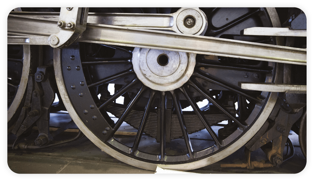 A train wheel with a metal hub and spokes. AI generated content