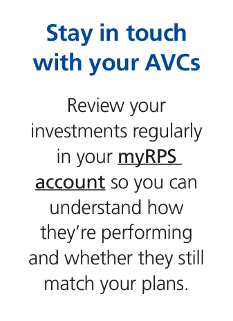 Stay in touch with your AVCs Review your investments regularly in your myRPS account so you can understand how they’r...