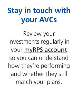 Stay in touch with your AVCs Review your investments regularly in your myRPS account so you can understand how they’r...