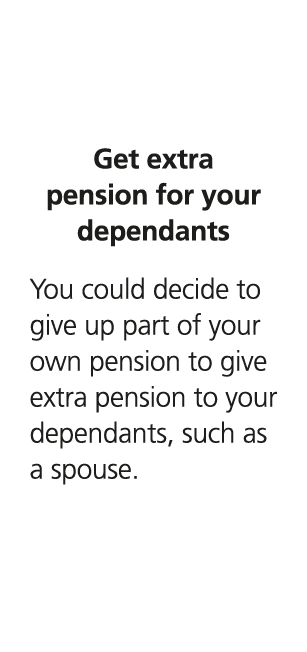  Get extra pension for your dependants You could decide to give up part of your own pension to give extra pension to ...