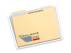 A brown folder labelled Railways Pension Scheme and Scheme Documents